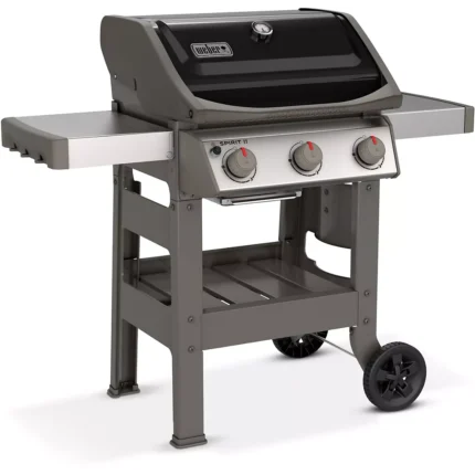 Barbecue gaz WEBER Spirit II E-310 noir grill e et plancha 3 bruleurs sur chariot, 60x44 cm